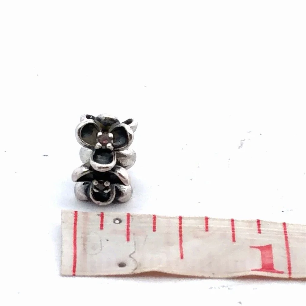 Authentic PANDORA 925 Sterling Silver Pink Cubic Zirconia Slide Bracelet Charm